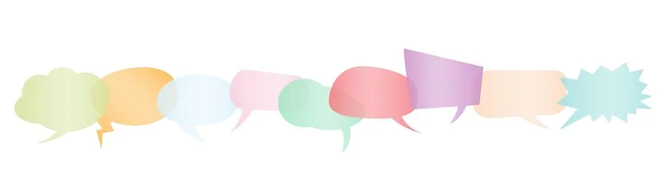 Set of pastel colored comic speech bubbles or speech balloons Stock Illustration