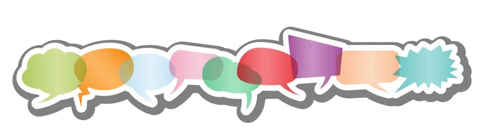 Set of pastel colored comic speech bubbles or speech balloons Illustrazione stock