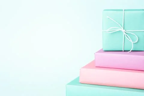 Set of pastel colored gift boxes. Stock Photos