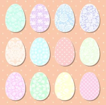 Set of pastel Easter eggs Illustrazione stock