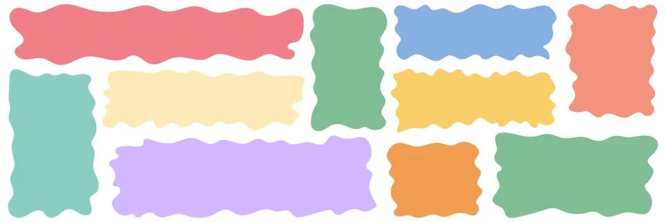 Set of pastel rough edge rectangle in mint, peach, lilac and blue, gentle b.. Stock Illustration