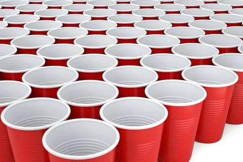 Set of pastic disposable party cup for juice, fresh, beer on white background. Stock Illustration