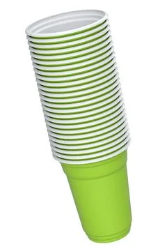 Set of pastic disposable party cup for juice, fresh, beer on white background Stock Illustration