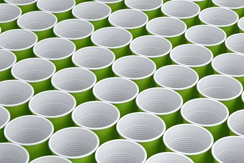 Set of pastic disposable party cup for juice, fresh, beer on white background Stock Illustration