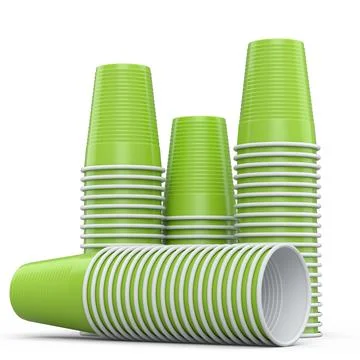 Set of pastic disposable party cup for juice, fresh, beer on white background Stock Illustration