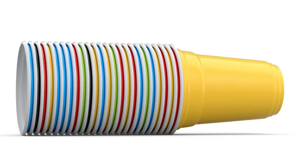Set of pastic disposable party cup for juice, fresh, beer on white background Stock Illustration