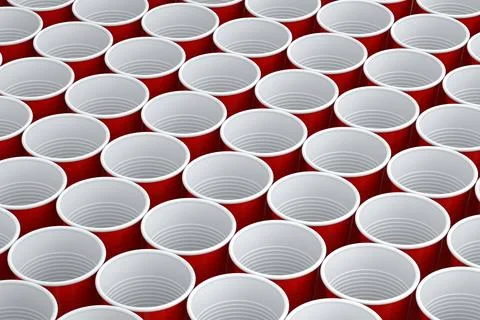 Set of pastic disposable party cup for juice, fresh, beer on white background Stock Illustration