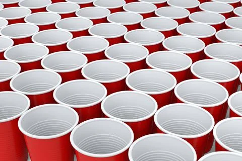 Set of pastic disposable party cup for juice, fresh, beer on white background Stock Illustration