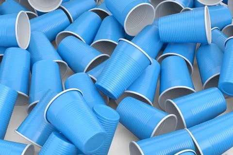 Set of pastic disposable party cup for juice, fresh, beer on white background Stock Illustration