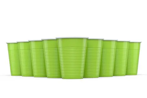 Set of pastic disposable party cup for juice, fresh, beer on white background Stock Illustration