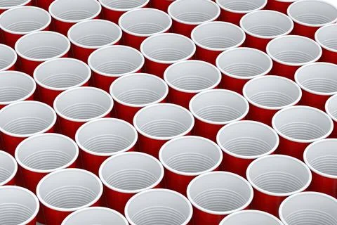 Set of pastic disposable party cup for juice, fresh, beer on white background Stock Illustration
