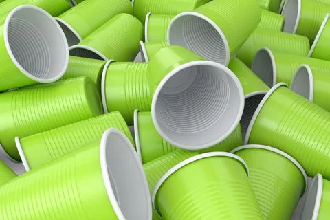 Set of pastic disposable party cup for juice, fresh, beer on white background Stock Illustration