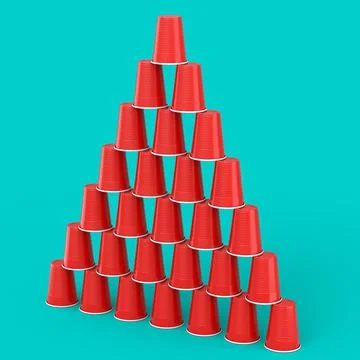 Set of pastic disposable party cup for juice, fresh, beer on green background Stock Illustration