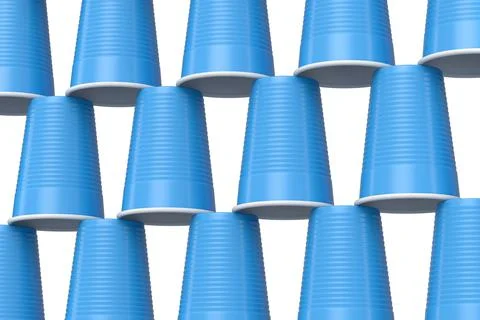 Set of pastic disposable party cup for juice, fresh, beer on white background Stock Illustration