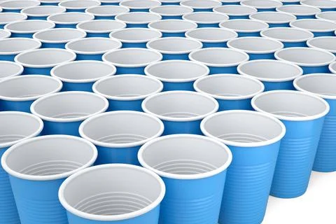 Set of pastic disposable party cup for juice, fresh, beer on white background Stock Illustration