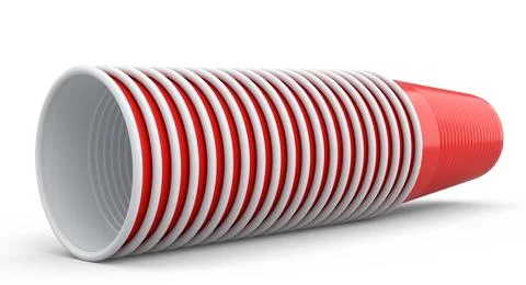 Set of pastic disposable party cup for juice, fresh, beer on white background Stock Illustration