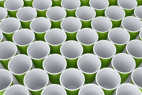Set of pastic disposable party cup for juice, fresh, beer on white background Stockillustratie