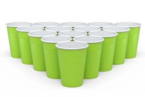 Set of pastic disposable party cup for juice, fresh, beer on white background Stock Illustration