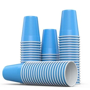 Set of pastic disposable party cup for juice, fresh, beer on white background Stockillustratie