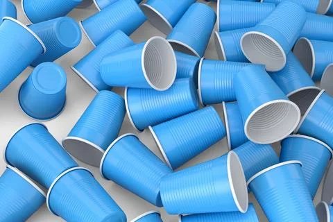 Set of pastic disposable party cup for juice, fresh, beer on white background Stock Illustration