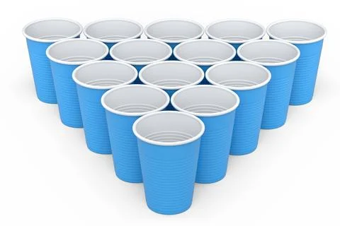 Set of pastic disposable party cup for juice, fresh, beer on white background Stock Illustration