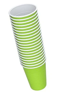 Set of pastic disposable party cup for juice, fresh, beer on white background Stock Illustration