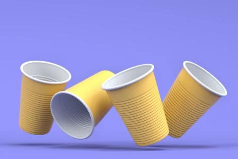 Set of pastic disposable party cup for juice beer on monochrome background. Stock Illustration