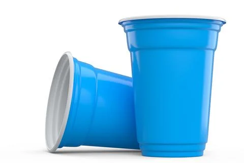 Set of pastic disposable party cup for juice, fresh, beer on white background Stock Illustration