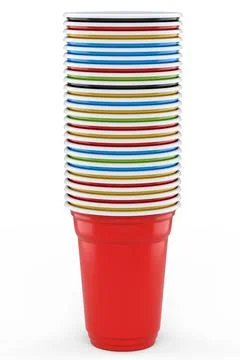 Set of pastic disposable party cup for juice, fresh, beer on white background Stock Illustration