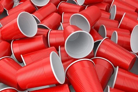 Set of pastic disposable party cup for juice, fresh, beer on white background Stock Illustration