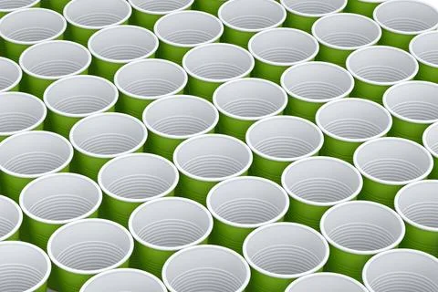 Set of pastic disposable party cup for juice, fresh, beer on white background Stock Illustration