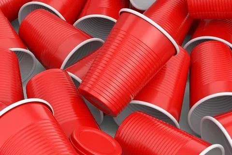 Set of pastic disposable party cup for juice, fresh, beer on white background Stock Illustration