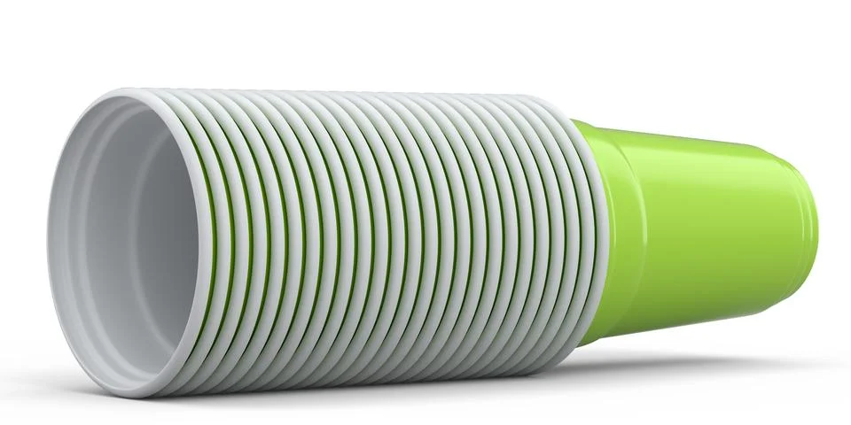 Set of pastic disposable party cup for juice, fresh, beer on white background. Stock Illustration