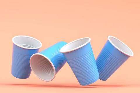Set of pastic disposable party cup for juice, fresh, beer on monochrome Stock Illustration