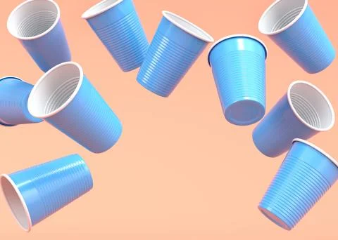 Set of pastic disposable party cup for juice, fresh, beer on monochrome Stock Illustration