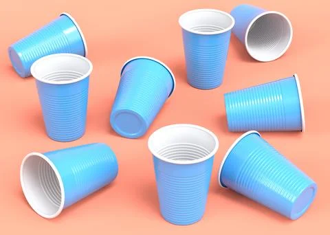 Set of pastic disposable party cup for juice, fresh, beer on monochrome Stock Illustration