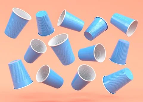 Set of pastic disposable party cup for juice, fresh, beer on orange Stock Illustration