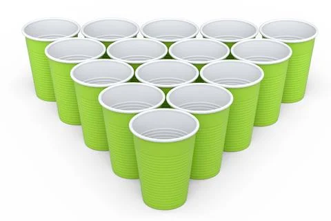 Set of pastic disposable party cup for juice, fresh, beer on white background Stock Illustration