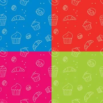 Set of pastry seamless pattern backgrounds. Stock Illustration