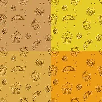 Set of pastry seamless pattern backgrounds. Stock Illustration