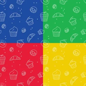 Set of pastry seamless pattern backgrounds. Stock Illustration