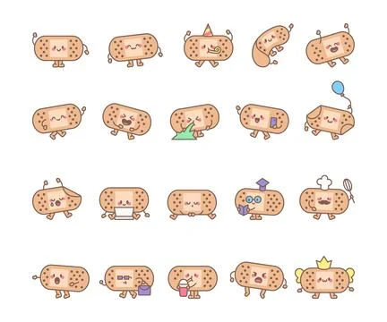 Set of patch characters with different emotions Illustrazione stock