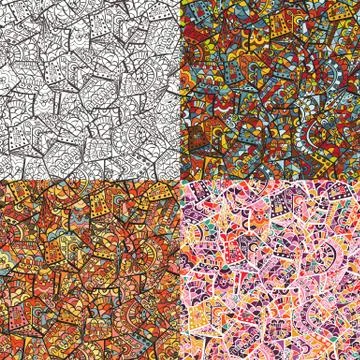 Set of pattern with ethnic african elements, giraffe texture イラスト素材