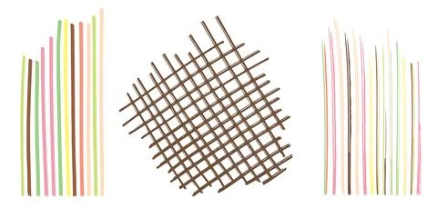 Set Pattern, line hand drawn texture. Hatch drawing pen ink Stock Illustration