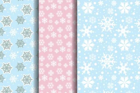 Set pattern with snowflakes and snow Stock Illustration