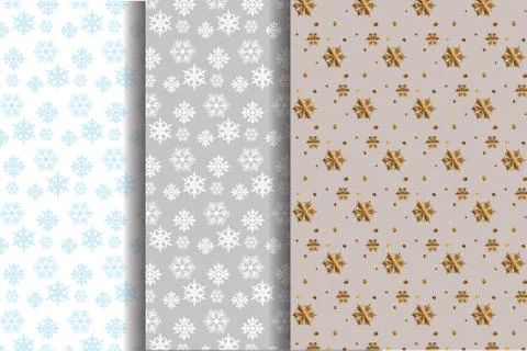 Set pattern with snowflakes and snow Stock Illustration