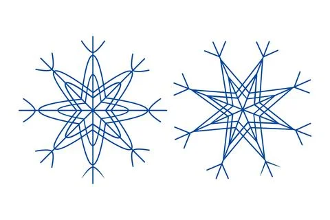 Set of patterned snowflakes in trendy blue. Design elements for web, promo Stock Illustration