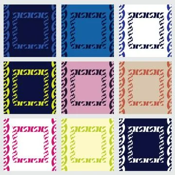 Set of patterns with abstract beans ornament and decorated square Stock Illustration