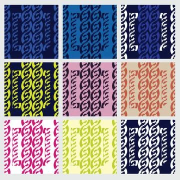 Set of patterns with abstract beans; two colors pattern Stock Illustration