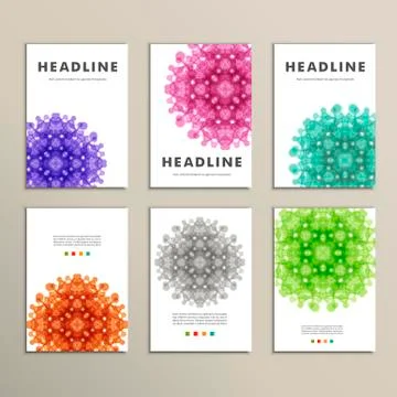 Set of patterns with abstract colored shapes Illustrazione stock